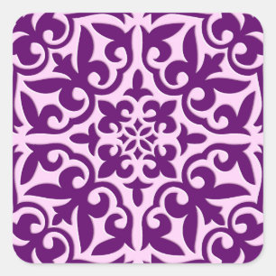 marokkanisches Kachel - lila und orchid Quadratischer Aufkleber