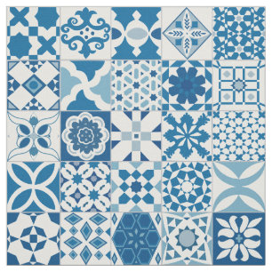 Marokkanisches Kacheln - blau und weiß Stoff