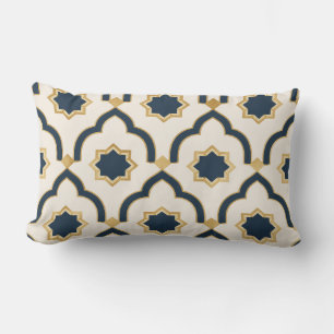 Marokkanisches Kissen, navyblau gold, geometrische Lendenkissen