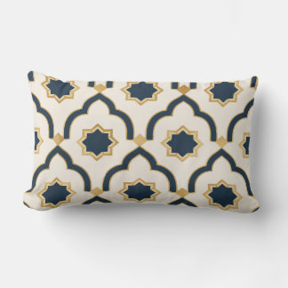 Marokkanisches Kissen, navyblau gold, geometrische Lendenkissen