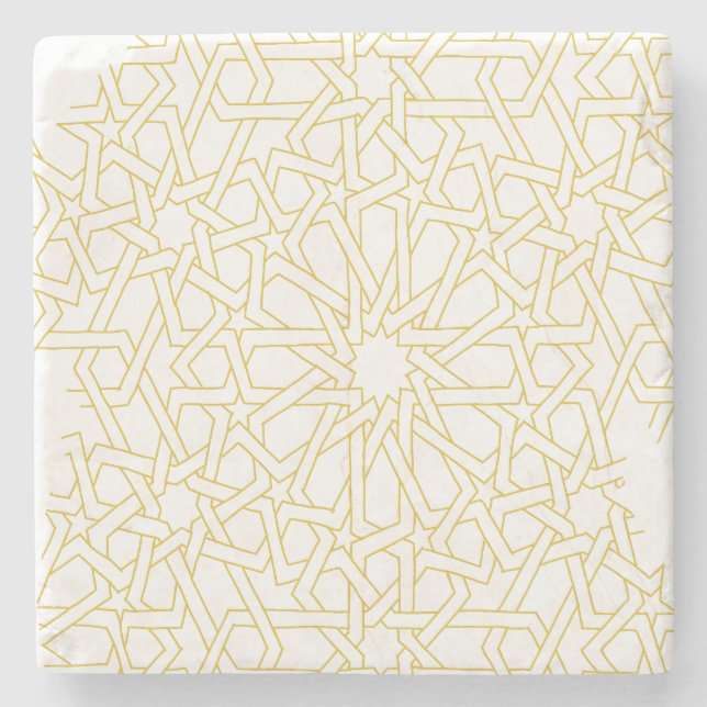 Marokkanisches Kunstdesign in Goldfarbe Steinuntersetzer (Vorderseite)