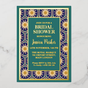 Marokkanisches Kunstwerk Green Golden Classy Braut Folieneinladung