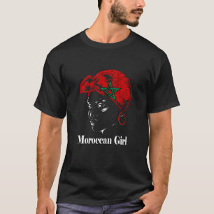 Marokkanisches Mädchen Marokkanisches Flaggentuch T-Shirt