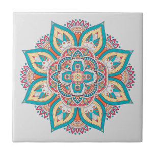 Marokkanisches Mandala-farbenes ethnisches Muster Fliese