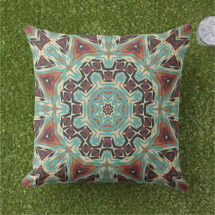 Marokkanisches mediterranes Boho-Fliesen-Kunstmust Kissen