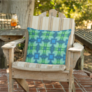 Marokkanisches mediterranes Boho-Fliesen-Kunstmust Kissen