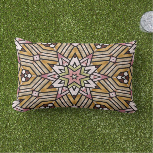 Marokkanisches mediterranes Boho-Fliesen-Kunstmust Kissen Für Draußen