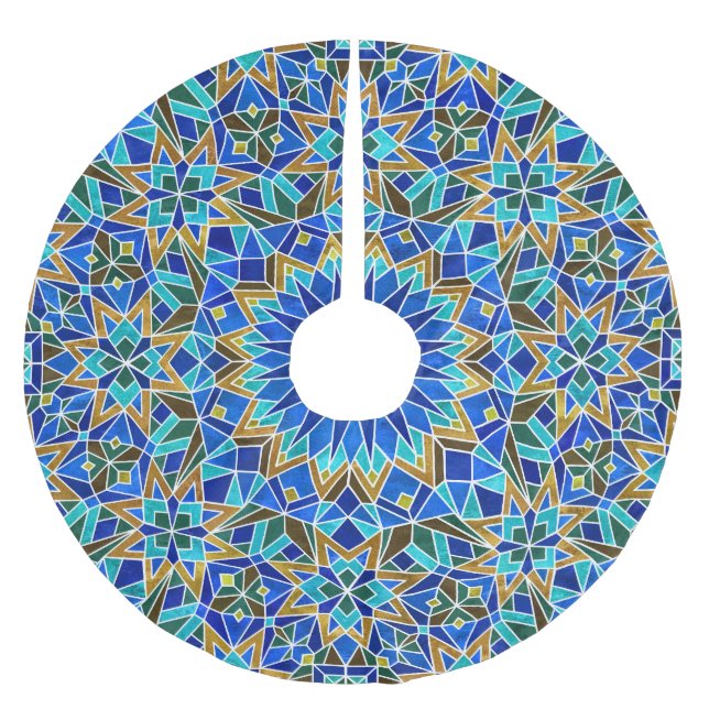 Marokkanisches Mosaik: Arabisches Nahtloses Design Polyester Weihnachtsbaumdecke (Vorderseite)