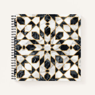 Marokkanisches Mosaik aus schwarzem und weißem Mar Notizbuch