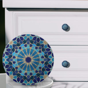 Marokkanisches Mosaik Blau und Gold Keramikknauf