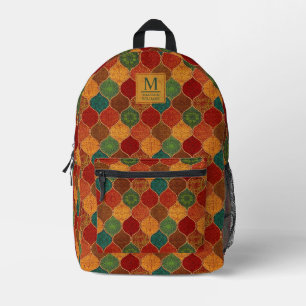 Marokkanisches Mosaik Geometrisches Nahtloses Azte Bedruckter Rucksack