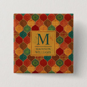 Marokkanisches Mosaik Geometrisches Nahtloses Azte Button