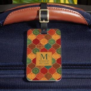 Marokkanisches Mosaik Geometrisches Nahtloses Azte Gepäckanhänger