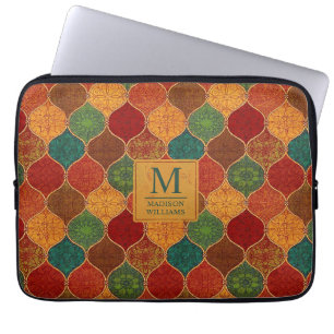 Marokkanisches Mosaik Geometrisches Nahtloses Azte Laptopschutzhülle