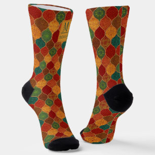 Marokkanisches Mosaik Geometrisches Nahtloses Azte Socken