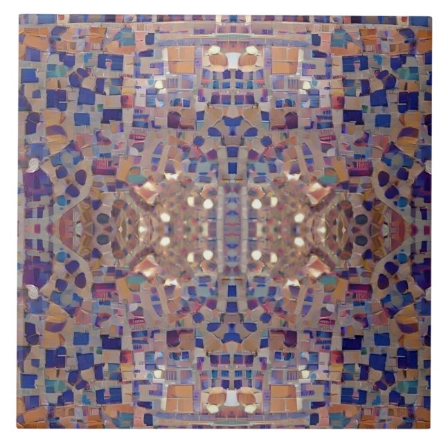 marokkanisches Mosaik inspiriert, blaues Beige Fliese (Vorderseite)