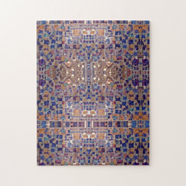 marokkanisches Mosaik inspiriert, blaues Beige Puzzle (Vertikal)