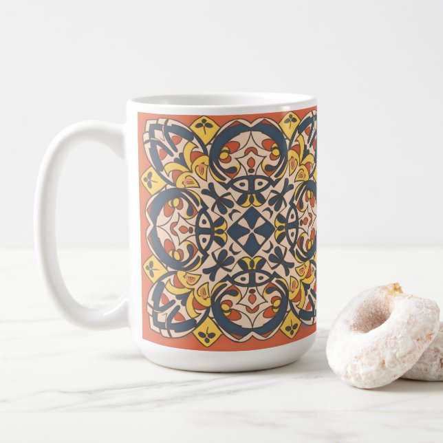 Marokkanisches Mosaik, Mandala Kaffeetasse (Mit Donut)