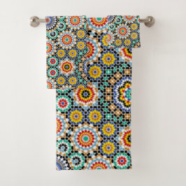Marokkanisches Mosaik Traditionelles Boho-Muster Badhandtuch Set