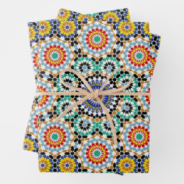 Marokkanisches Mosaik Traditionelles Boho-Muster Geschenkpapier Set