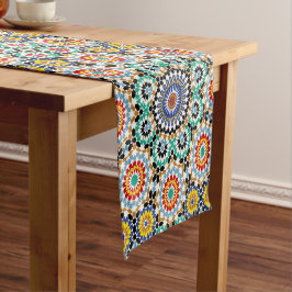 Marokkanisches Mosaik Traditionelles Boho-Muster Kurzer Tischläufer