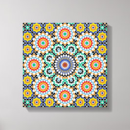 Marokkanisches Mosaik Traditionelles Boho-Muster Leinwanddruck