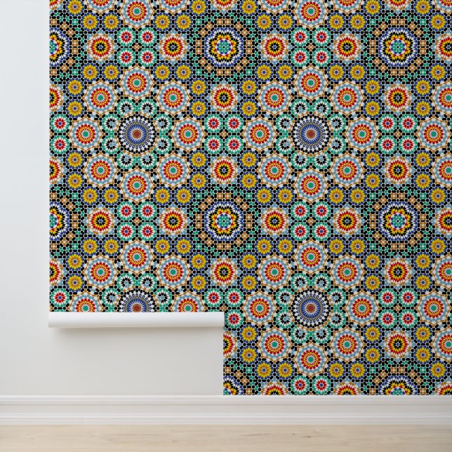 Marokkanisches Mosaik Traditionelles Boho-Muster Tapete (Anwendung)