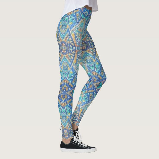 marokkanisches Mosaik, türkisblau Leggings (Rechts)