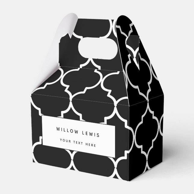 Marokkanisches Muster aus schwarzem und weißem Mit Geschenkschachtel (Vorderseite)