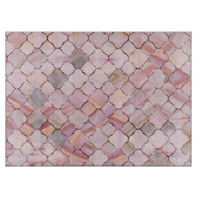 Marokkanisches Muster in Marmor- und Quarzkristall Schneidebrett (Vorderseite)