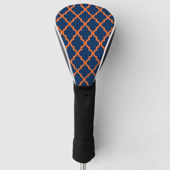 Marokkanisches Muster - Marine-Blau u. Orange Golf Headcover (Vorderseite)