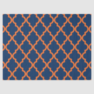 Marokkanisches Muster - Marine-Blau u. Orange Seidenpapier