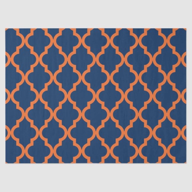 Marokkanisches Muster - Marine-Blau u. Orange Seidenpapier (Vorderseite)