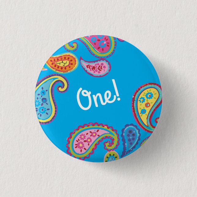 Marokkanisches Paisley Boho Kindergeburtstag Party Button (Vorderseite)