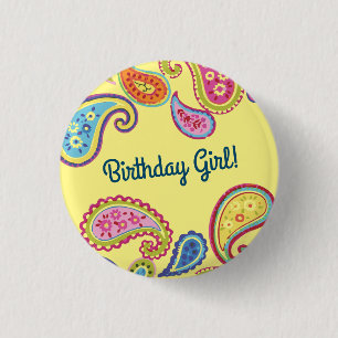 Marokkanisches Paisley Boho Kindergeburtstag Party Button