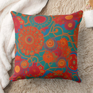 marokkanisches Stoff exotische rot-orange blau aqu Kissen