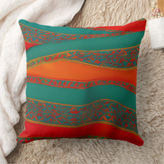marokkanisches Stoff exotische rot-orange blau aqu Kissen
