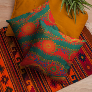 marokkanisches Tuch, exotisch rotes, orangefarbene Kissen