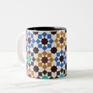 Marokkanisches Zellige-Geometrisches Mosaikmuster Zweifarbige Tasse