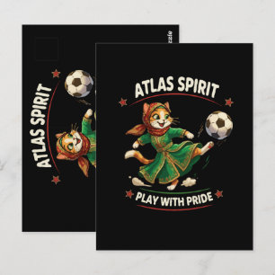 Marokko 2026 Fußball Katze - Atlas Spirit Cultural Postkarte