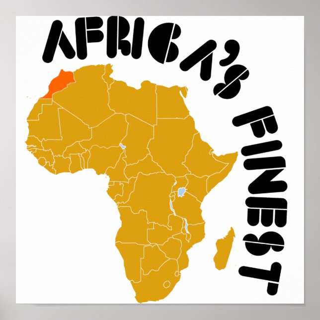 Marokko, Afrikanisches Kartendesign Poster (Vorne)