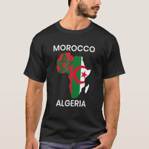Marokko Algerien Flagge mit Afrikakarte T-Shirt