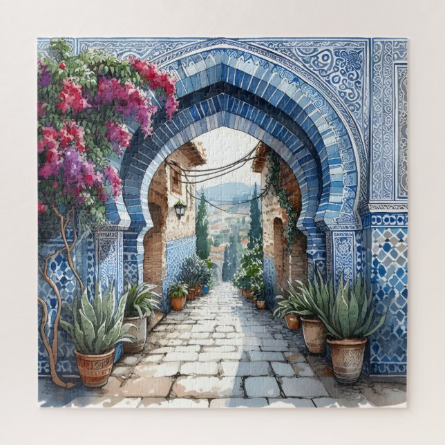 Marokko Blue Tiles Arch Birthay Wedding Gift Puzzle (Vertikal)
