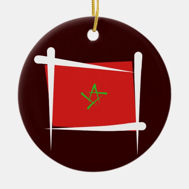 Marokko-Bürsten-Flagge Keramikornament (Vorne)