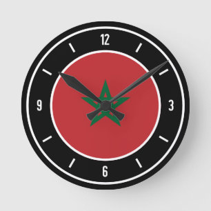 Marokko Flagge Elegant Runde Wanduhr