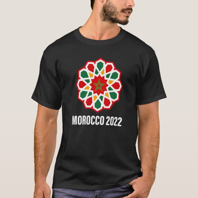 Marokko-Flagge Fußball 2022 T-Shirt (Vorderseite)