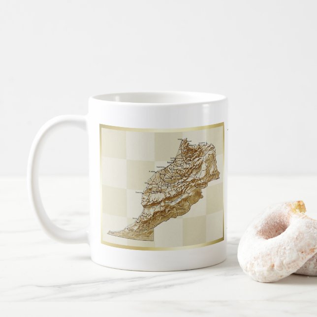 Marokko-Flagge + Karten-Tasse Kaffeetasse (Mit Donut)