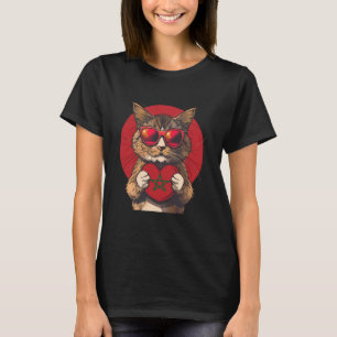 Marokko-Flagge Marokkanische Wurzeln Herz Katze Ma T-Shirt