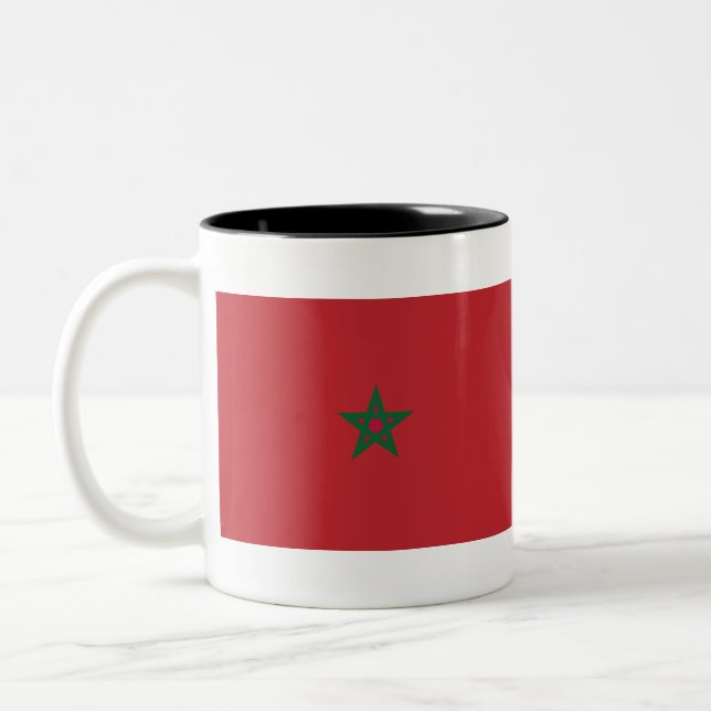 Marokko-Flagge Zweifarbige Tasse (Links)