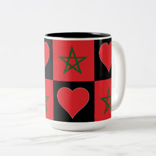 Marokko Flaggen Herzklassenkomfort Patriotisch mar Zweifarbige Tasse